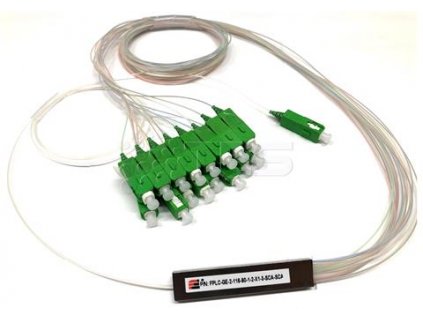 FIBRAIN splitter PLC, 1x16, Gold, G.657A, 0.9mm, 1m, alubox 60x12x4, SC/APC