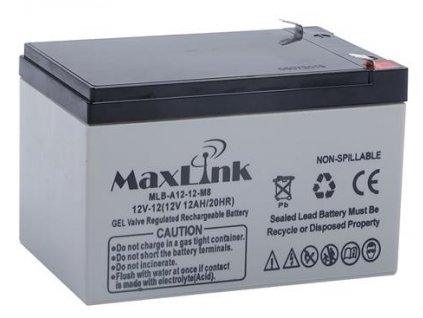 MaxLink Olovená batéria 12V 12Ah, AGM, Faston 6,3mm