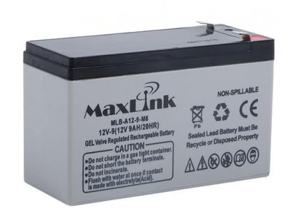 MaxLink Olovená batéria 12V 9Ah, AGM, Faston 6,3mm