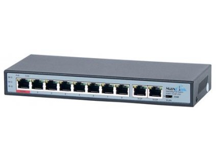 MaxLink PSBT-10-8P-250, PoE switch 10x LAN/8x PoE 250m, 802.3af/at/bt