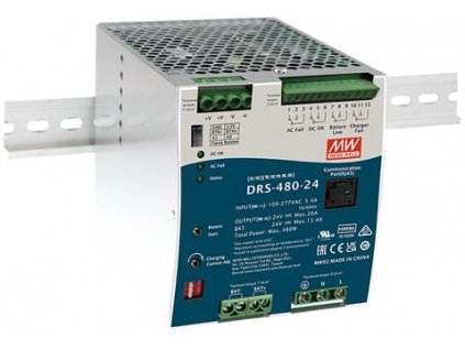 MeanWell DRS-480-24, Programovateľný zálohovaný zdroj 24V, 20A, 480W, DIN