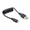 Kabel USB A Male/Micro B Male, 0.6m,kroucený,černý obrázok | Wifi shop wellnet.sk