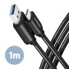 AXAGON BUCM3-AM10AB, SPEED kabel USB-C <-> USB-A, 1m, USB 3.2 Gen 1, 3A, ALU, oplet, černý obrázok | Wifi shop wellnet.sk