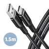 AXAGON BUCM-AM15AB, HQ kabel USB-C <-> USB-A, 1.5m, USB 2.0, 3A, ALU, oplet, černý obrázok | Wifi shop wellnet.sk