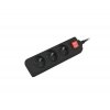 Prodlužovací kabel Lanberg PS1, 3 zásuvky, 3m vypínač, černá obrázok | Wifi shop wellnet.sk