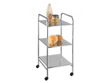Koupelnový regál na kolečkách s 3 policemi, kovový, 32 x 71 x 36,5 cm