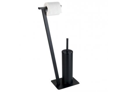 Stojan 2v1 na toaletní papír, WC štětku LIRO, černý