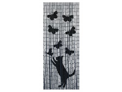 Bambusová opona Kočka a motýli, 90x200 cm