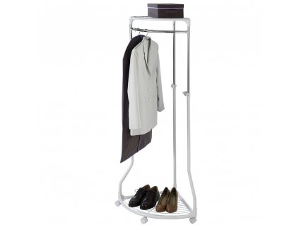 Rohový věsák na oblečení na kolečkách, bílý