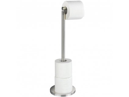 Koupelnový stojan na toaletní papír, konstrukce s držadlem a lištou pro další 4 role toaletního papíru