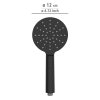 Černá sprchová hlavice DESIGN LINE, Ø 12 cm, 3 proudy