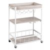 Kuchyňský vozík RUSTICO, třístupňový stojan na kolečkách s držáky na lahve a brýle - 80 x 89,5 x 40 cm, WENKO