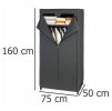 Textilní šatní skříň DEEP BLACK, 160 x 75 x 50 cm