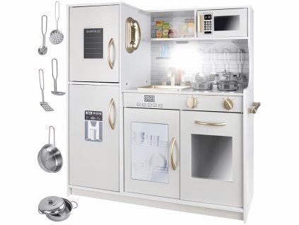Derrson XL dřevěná kuchyňka s příslušenstvím bílá