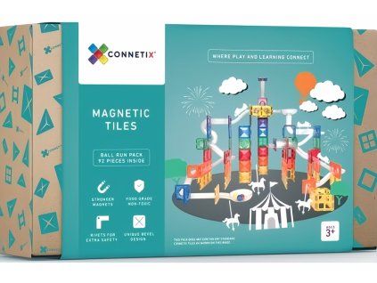 Connetix Tiles kuličková dráha 92 ks Rainbow