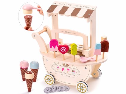 iMex Toys Dřevěný zmrzlinový vozík se zmrzlinou