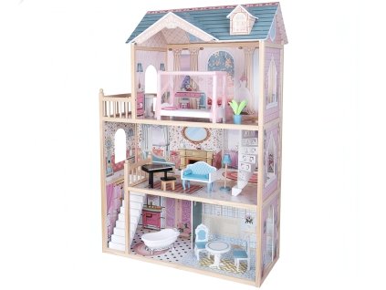 Derrson Dřevěný domeček pro panenky XXL Luxury 125cm s osvětlením