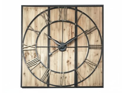 Swedörn XXL Dřevěné nástěnné hodiny se zlatými prvky 120 cm