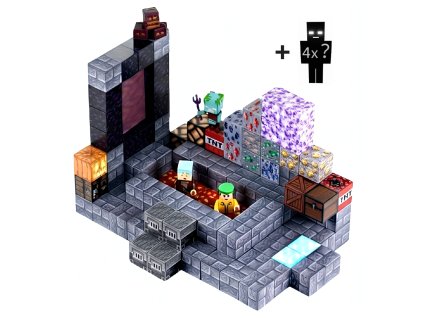iMex Toys Magnetická stavebnice 125 ks ve stylu minecraft + 4 figurky