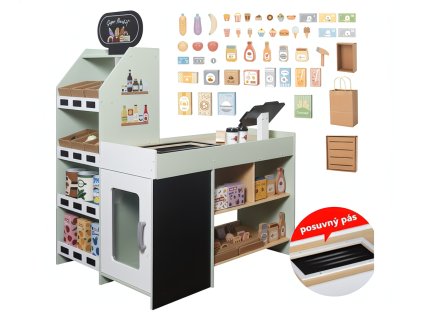 Derrson XXL dřevěný dětský obchod interaktivní s příslušenstvím zelený W5365