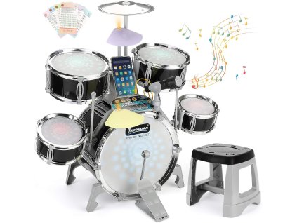 iMex Toys dětské interaktivní bubny XL podsvětlené s klávesami a mikrofonem