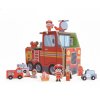 Derrson dřevěný set hasičská stanice a hasičské auto 2v1