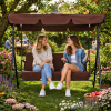 MultiGarden Zahradní houpačka pro 3 osoby s matrací, hnědá