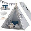 Spielwerk Dětský stan Teepee 160x120x120cm, šedo-modrý, 109525