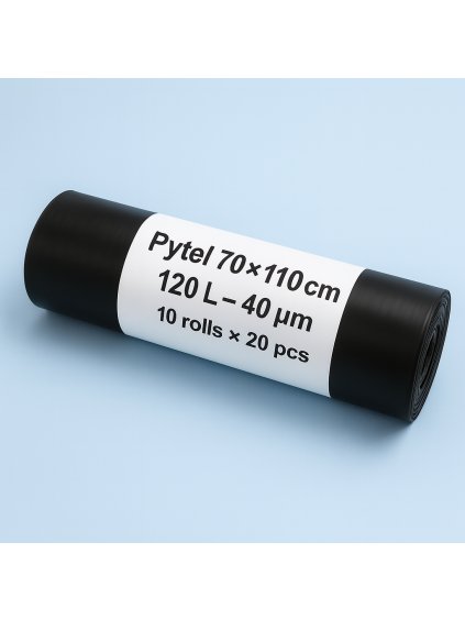 Pytel na odpad černý 120L, 70x110 cm, 40 μm 10 rolí x 20 ks