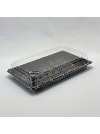 Miska na sushi s víčkem PET 241x150x55mm