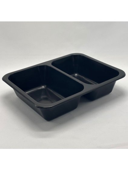 Plastová zatavovací miska dvoudílná černá PP 227x178x50 mm 10 bal x 50 ks