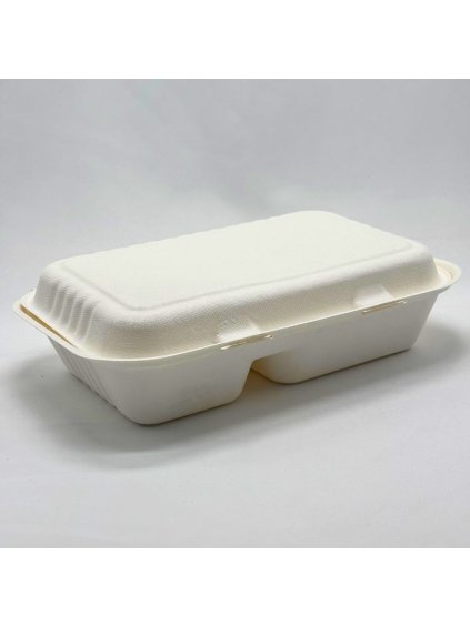 Menu box dvoudílný z cukrové třtiny 250x160x65 mm – 2 bal x 125 ks