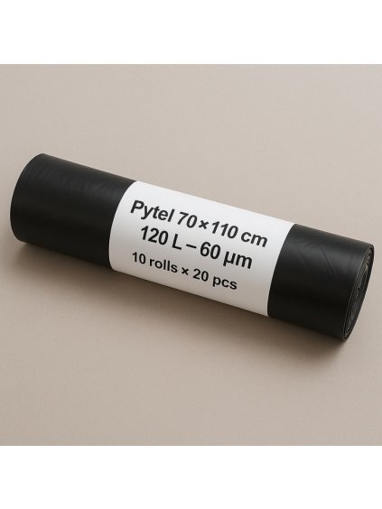 Pytel na odpad černý 120L, 70x110 cm, 60 μm 10 rolí x 20 ks