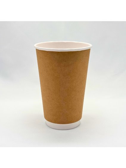 Kelímek papírový hnědý dvoustěnný kraft 450 ml (16 oz) – 20 bal x 20 ks