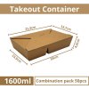 Krabice papírová hnědá na jídlo dvoudílná 1600ml size