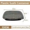 Plastová miska na sushi s víčkem 323x323x55mm 4 bal x 25 ks size