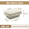 Menu box z cukrové třtiny 180x130x65 mm 10 bal x 50 ks size