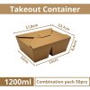 Krabice papírová hnědá na jídlo dvoudílná 1200ml size