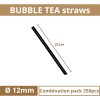 Plastové brčko na BUBBLE TEA Ø12 210 mm černé 8 bal x 250 ks size