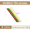 Plastové brčko na BUBBLE TEA Ø12 210 mm mix barev – 20 bal × 100 ks size
