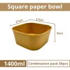Miska papírová hnědá čtvercová 1400ml 6 bal x 50 ks size