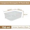 Plastová miska hranatá PP 750 ml 8 bal x 50 ks size