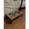 Dog Bowl Stand (Board finish Dark, Bowl Two-bowl pet stand, Leg color Black)