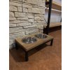Dog Bowl Stand (Board finish Dark, Bowl Two-bowl pet stand, Leg color Black)