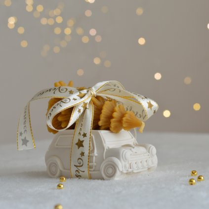 Sviečka zo včelieho vosku-autíčko z jesmonitu