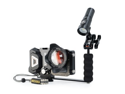 DIVEVOLK SeaTouch 4 MAX Underwater Housing Creator Kit / including 2000 Lumen dive light and single handle tray, dive housing, waterproof phone case