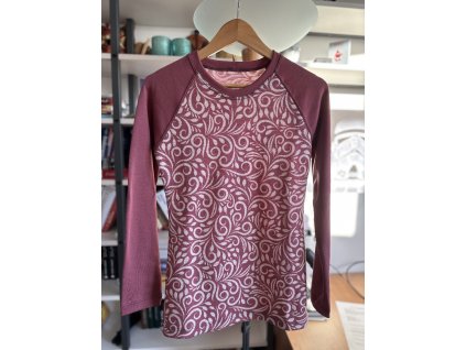 Zimní merino tričko VŘES S ORNAMENTY - dlouhý rukáv