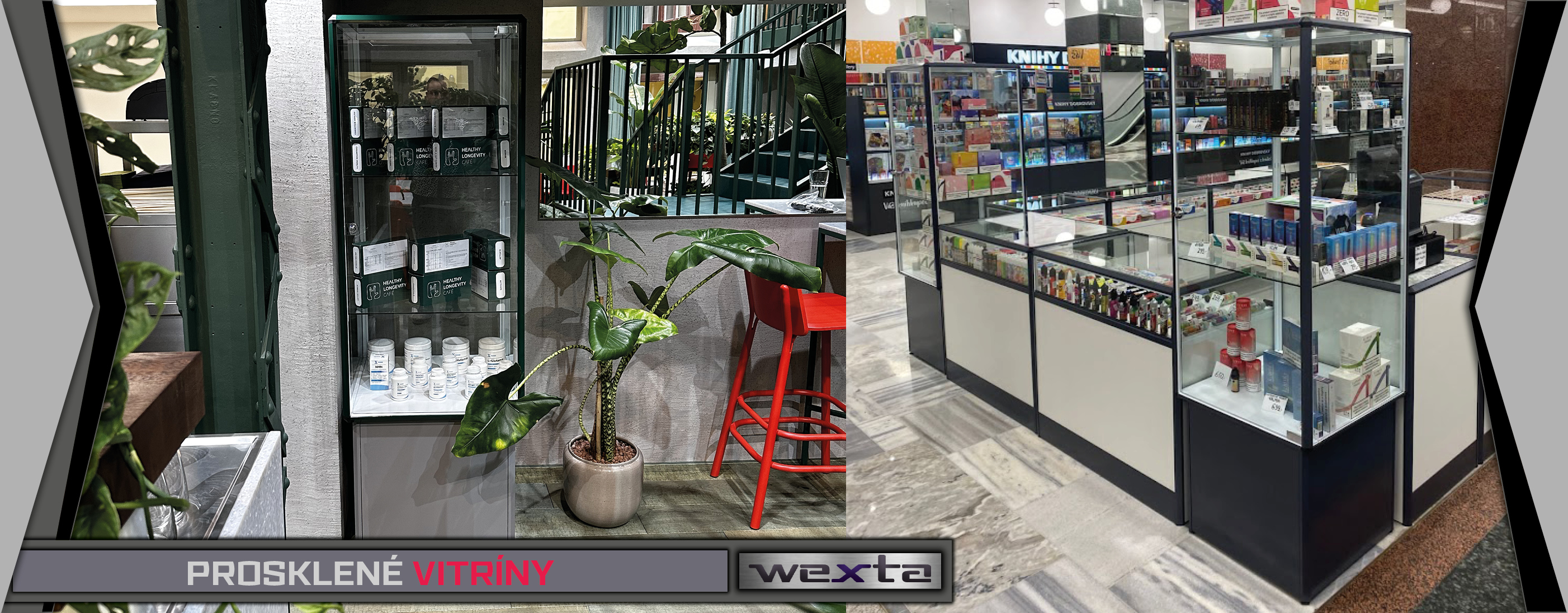 Prosklené vitríny - Vybavení obchodů a prodejen - Wexta