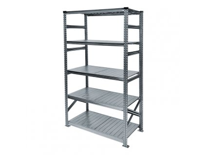 Kovový policový regál, 1972x1350x600 mm, 5 polic, základní