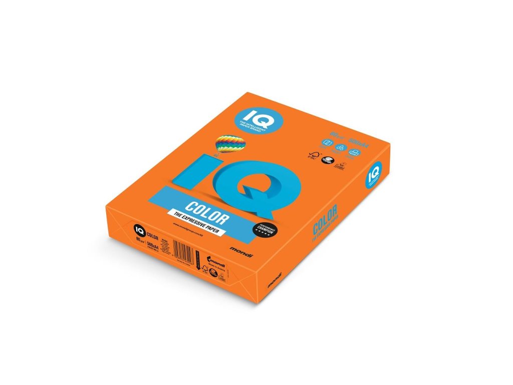 Farebný papier IQ color oranžový OR43, A4, 160g